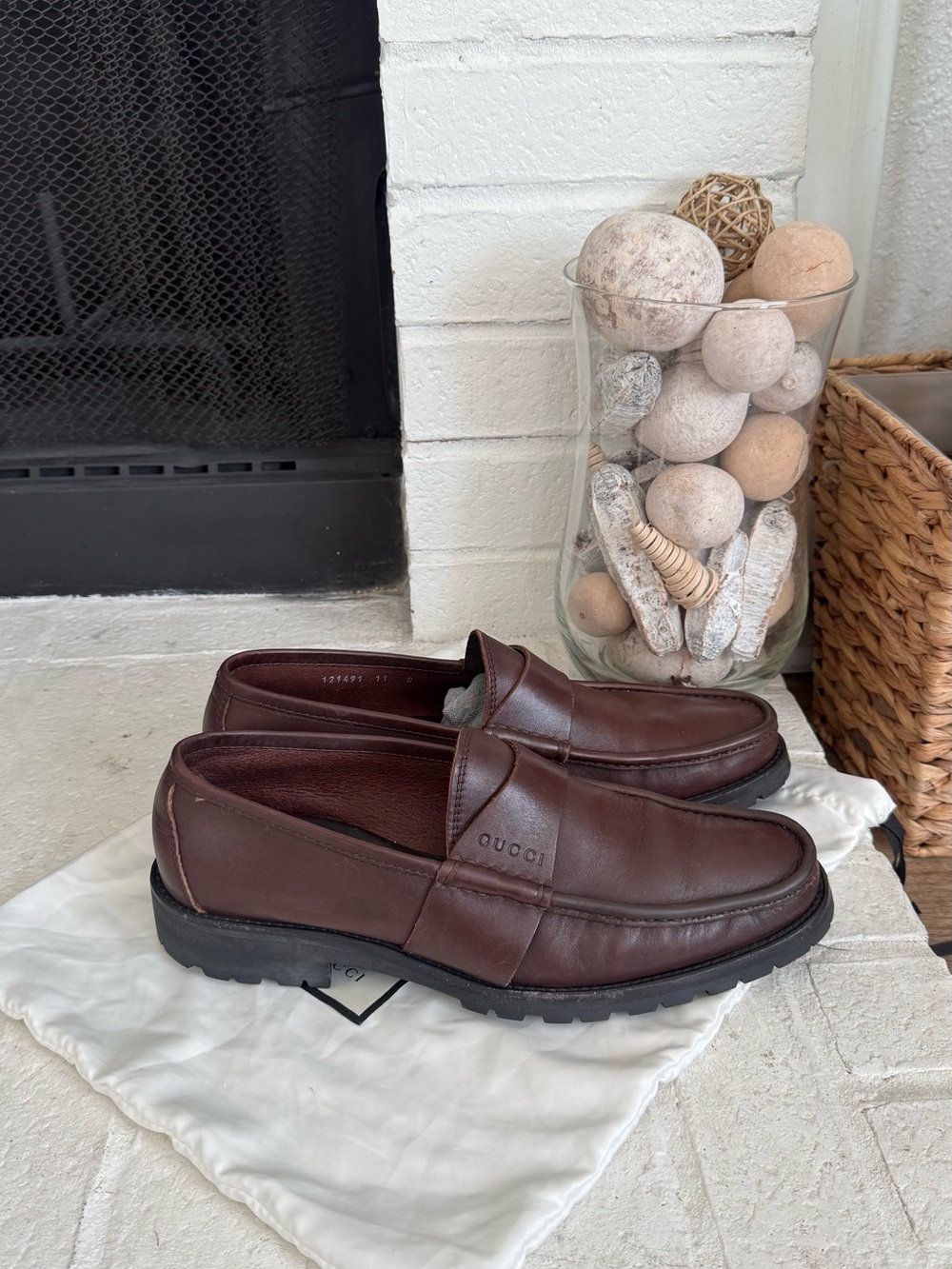 Gucci Men’s Brown Leather Lug Sole Penny Loafers Size 11 Made in Italy - Picture 2 of 10